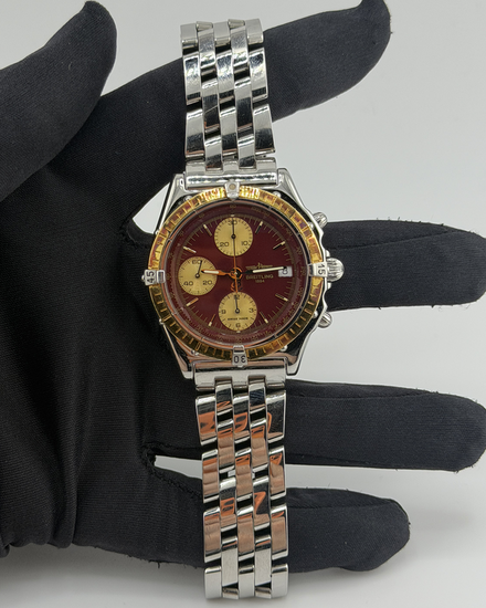 No Reeserve - Breitling Chronomat 39MM Red Dial Two-Tone Bracelet (D13048)