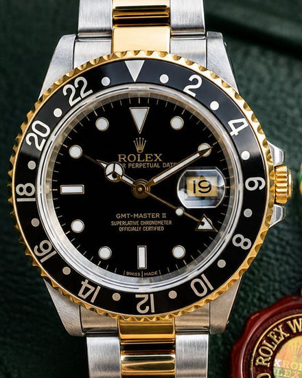 2003 Rolex GMT-Master II 40MM Black Dial Two-Tone Oyster Bracelet (16713)