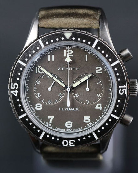 Zenith Pilot Cronometro Tipo CP-2 Flyback 43MM Grey Dial Leather Strap (11.2240.405)