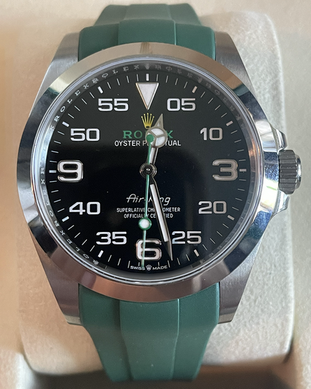 2026 Rolex Air-King 40MM Black Dial Aftermarket Rubber Strap (126900)