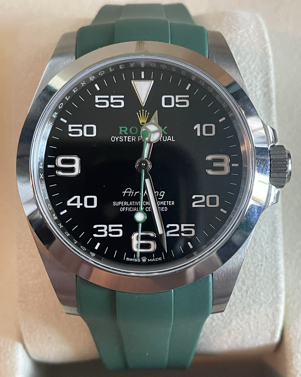 2026 Rolex Air-King 40MM Black Dial Aftermarket Rubber Strap (126900)