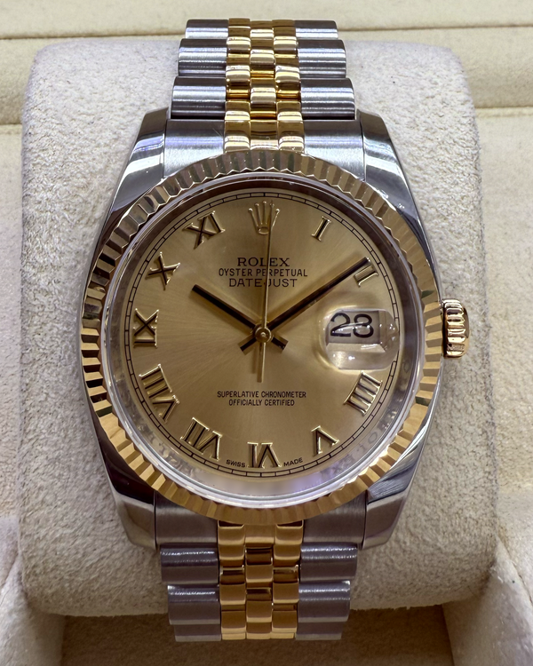 Rolex Datejust 36MM Champagne Dial Two-Tone Super Jubilee Bracelet (116233)