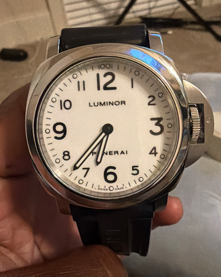 Panerai Luminor Base 44MM White Dial Rubber Strap (PAM00114)