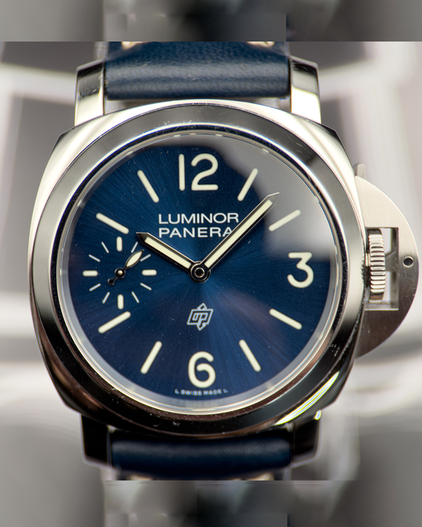 Panerai Luminor Logo "Blu Mare" 44MM Blue Dial Leather Strap (PAM01085)