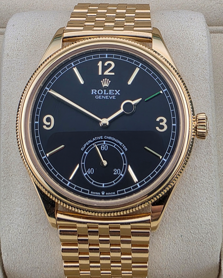 2025 Rolex 1908 39MM Black Dial Yellow Gold Settimo Bracelet (52508)