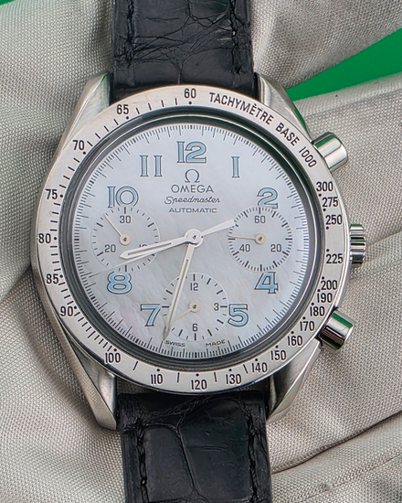 Omega Speedmaster Reduced 38MM Mother of Pearl Dial Aftermarket Leather Strap (3802.71.53)