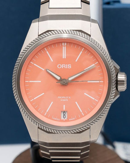 Oris ProPilot X Calibre 400 39MM Pink Dial Titanium Bracelet (01 400 7778 7158)