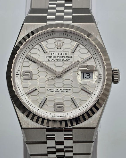 2026 Rolex Land-Dweller 40MM White "Honeycomb" Dial Flat Jubilee Bracelet (127334)