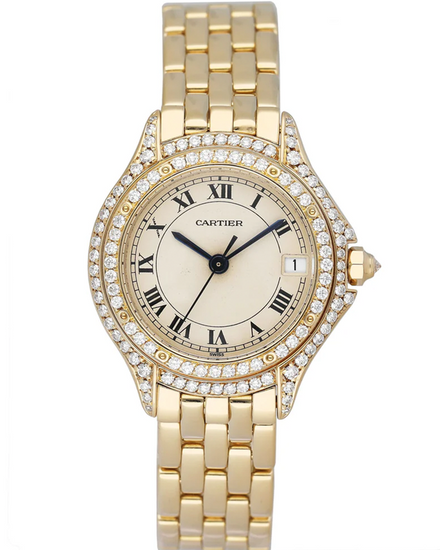 Cartier Panthère Cougar 26MM Quartz White Dial Yellow Gold Bracelet (WF8003B9)
