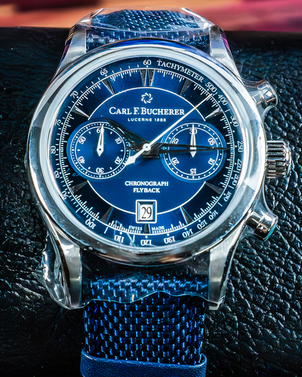Carl F. Bucherer Manero Flyback 43MM Blue Dial Textile Strap (00.10919.08.53.01)