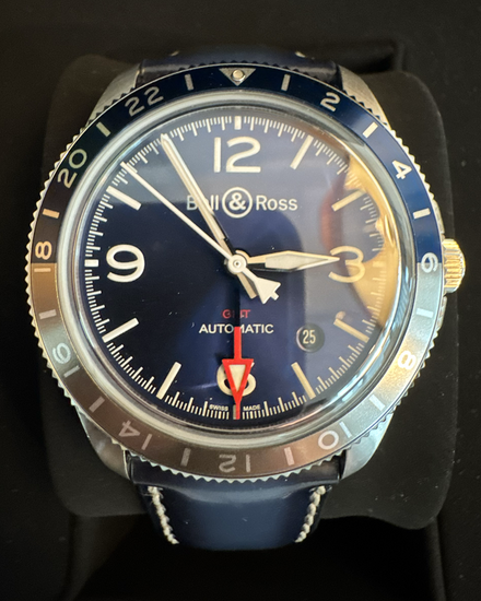 2023 Bell & Ross BR V2 93 GMT 41MM Blue Dial Leather Strap (BRV293-BLU-ST/SST)