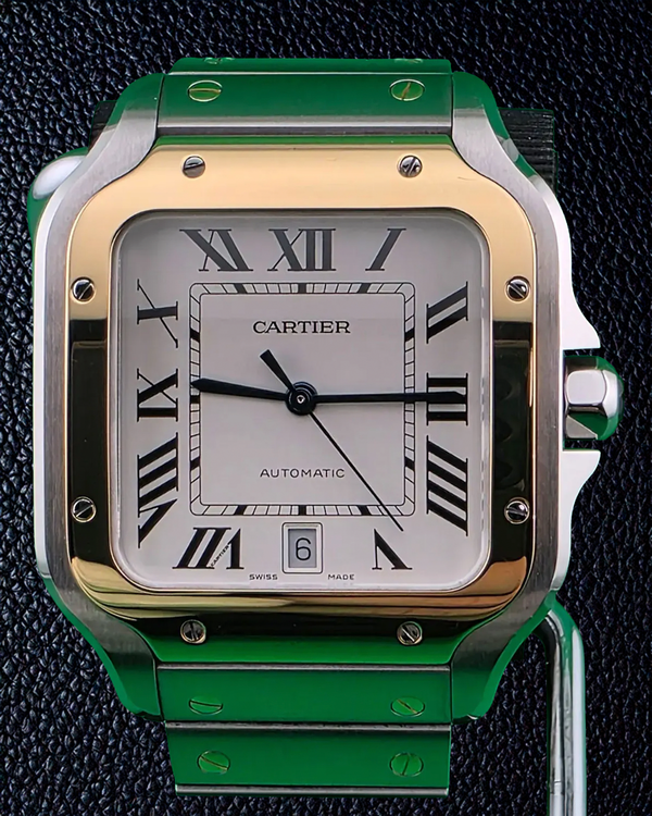 2024 Cartier Santos De Cartier 39.8MM Silver Dial Two-Tone Bracelet (W2SA0009)