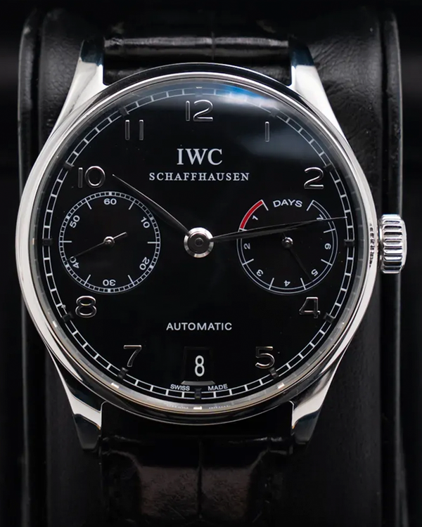 2007 IWC Schaffhausen Portugieser 42.3MM Black Dial Leather Strap (IW500109)