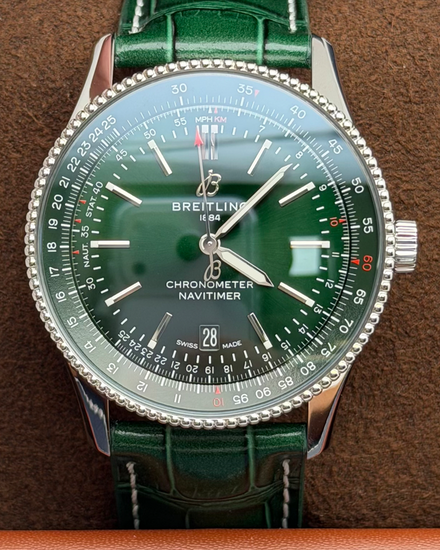 Breitling Navitimer 41MM Green Dial Leather Strap (A17326)