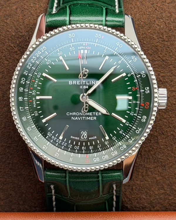 Breitling Navitimer 41MM Green Dial Leather Strap (A17326)