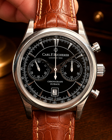 No Reserve - Carl F. Bucherer Manero Chronograph 43MM Black Dial Leather Strap (00.10919.08.33.01)