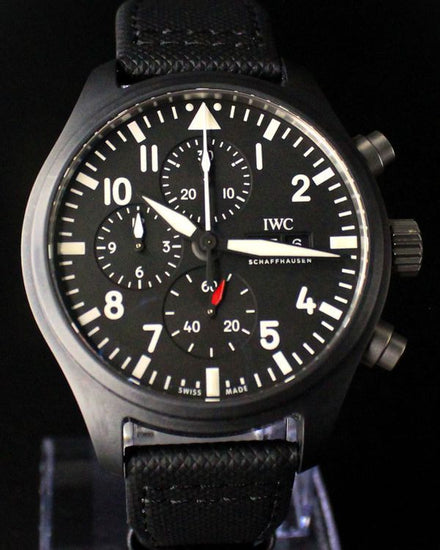 2021 IWC Schaffhausen Pilot Chronograph "Top Gun" 44.5MM Black Dial Textile Strap  (IW389101)