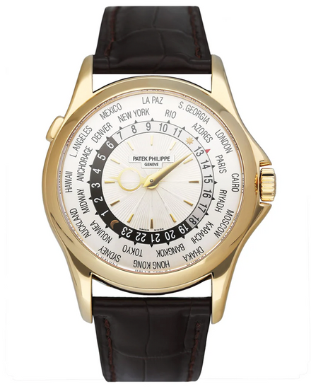 2015 Patek Philippe World Time 39.5MM Silver Dial Leather Strap (5130J-001)
