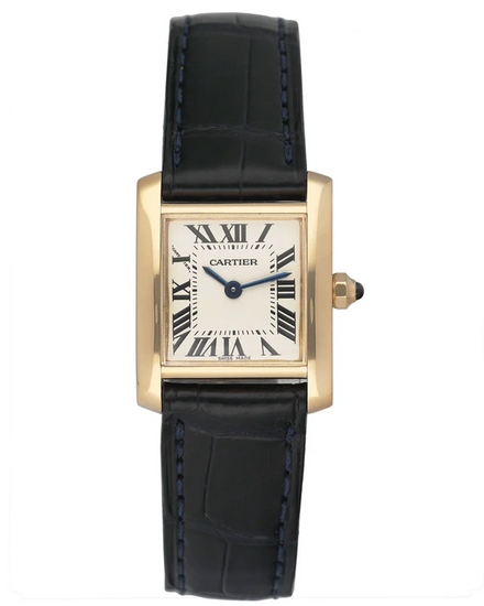 Cartier Tank Française 20MM Quartz White Dial Leather Strap (W5000256)
