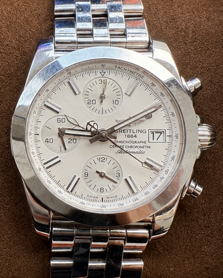 No Reserve - Breitling Chronomat 38MM White Dial Steel Bracelet (W1331012)
