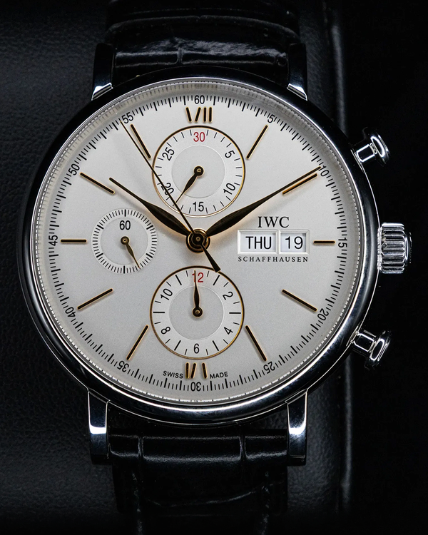 No Reserve - 2020 IWC Schaffhausen Portofino 42MM Silver Dial Leather Strap (IW391022)