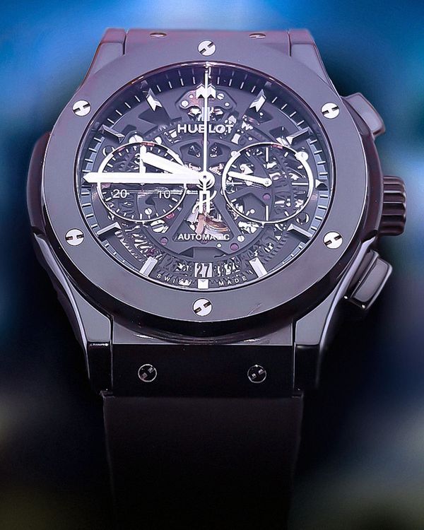 2019 Hublot Classic Fusion Aerofusion "Black Magic" 45MM Skeleton Dial Rubber Strap (525.CM.0170.RX)