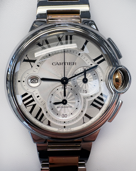 Cartier Ballon Bleu Chronograph XL 44MM Silver Dial Two-Tone Bracelet (W6920063)