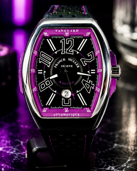 Franck Muller Vanguard Racing 44MM Black Dial Rubber Strap (V45SCRCGVLACB)