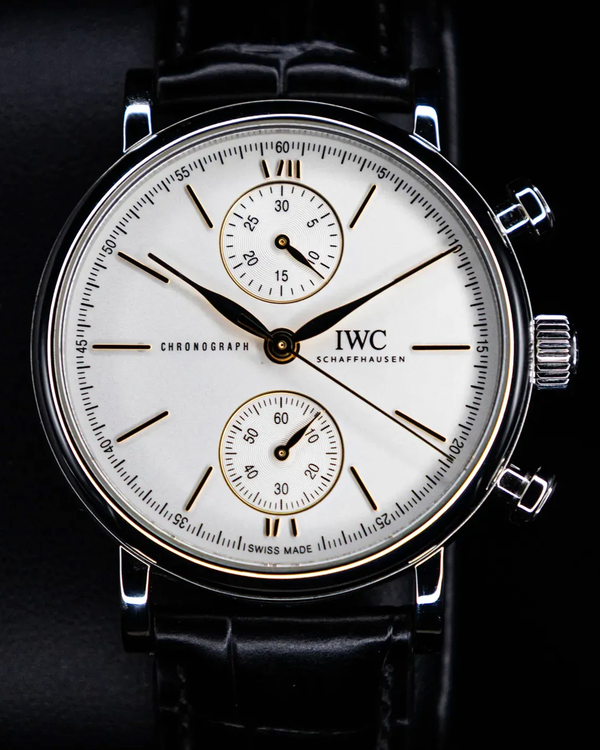No Reserve - 2023 IWC Schaffhausen Portofino 39MM Silver Dial Leather Strap (IW391406)