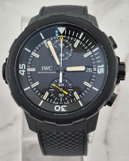 IWC Schaffhausen Aquatimer Chronograph "Galapagos Islands" 44MM Black Dial Rubber Strap (IW379502)