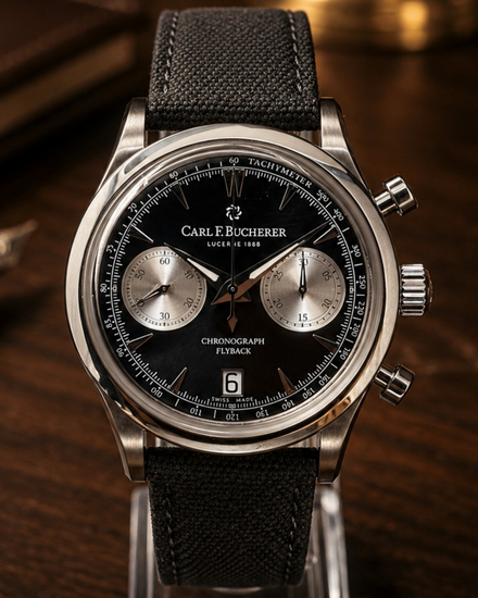 No Reserve - Carl F. Bucherer Manero Flyback 40MM Black Dial Textile Strap (00.10927.08.33.02)