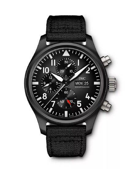 IWC Schaffhausen Pilot Chronograph "Top Gun" 44.5MM Black Dial Textile Strap (IW389101)
