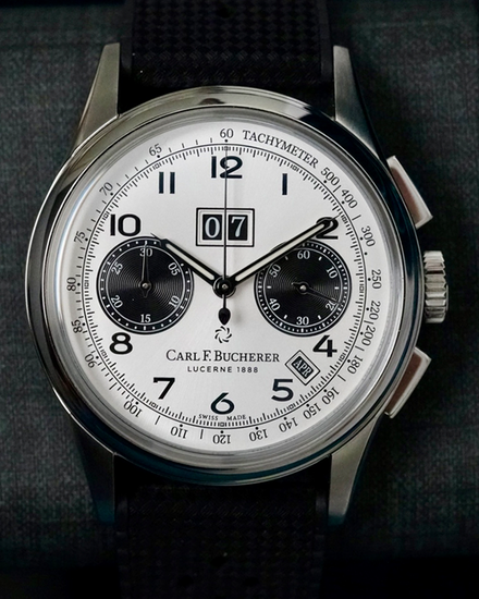 No Reserve - Carl F. Bucherer Heritage BiCompax Annual L.E. 41MM Silver Dial Rubber Strap (00.10803.08.12.01)