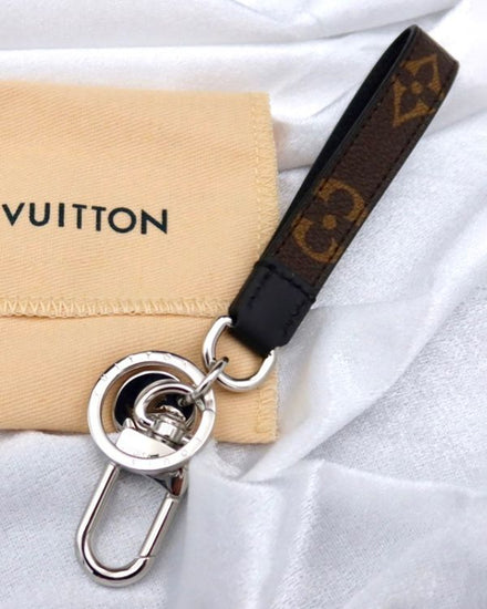 No Reserve - Louis Vuitton Accessories Monogram Slim Dragonne Bag Charm and Key Holder 3.7IN x 0.6IN Brown Leather/Canvas Silver-Tone Hardware (Bag Charm)