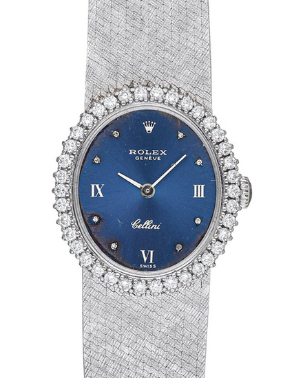 1974 Rolex Cellini 22MM Blue Dial White Gold Bracelet (3917)