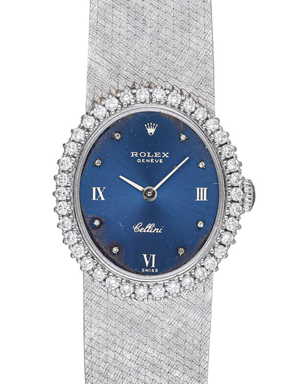 1974 Rolex Cellini 22MM Blue Dial White Gold Bracelet (3917)