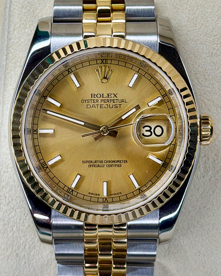2016 Rolex Datejust 36MM Champagne Dial Two-Tone Jubilee Bracelet (116233)
