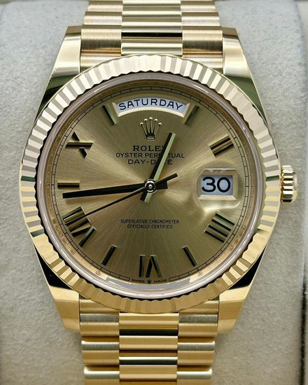 2026 Rolex Day-Date 40MM Champagne Dial Yellow Gold President Bracelet (228238)