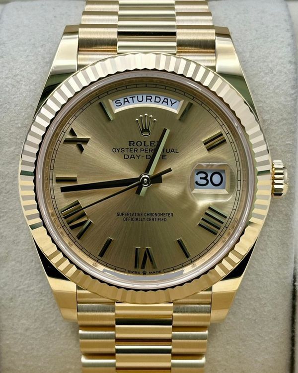 2026 Rolex Day-Date 40MM Champagne Dial Yellow Gold President Bracelet (228238)
