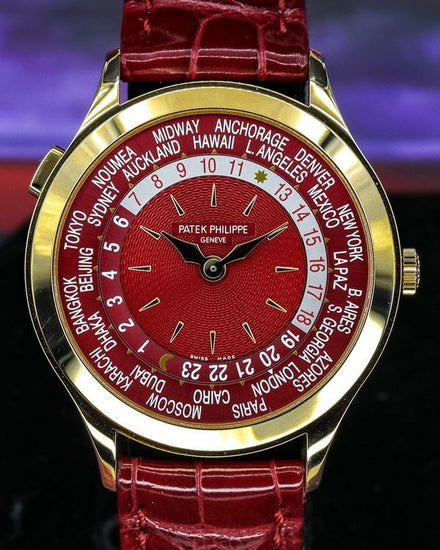2026 Patek Philippe World Time 36MM Red Dial Leather Strap (7129J)