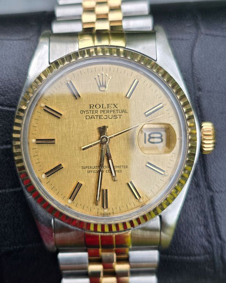 Rolex Datejust 36MM Champagne "Linen" Dial Two-Tone Jubilee Bracelet (16013)