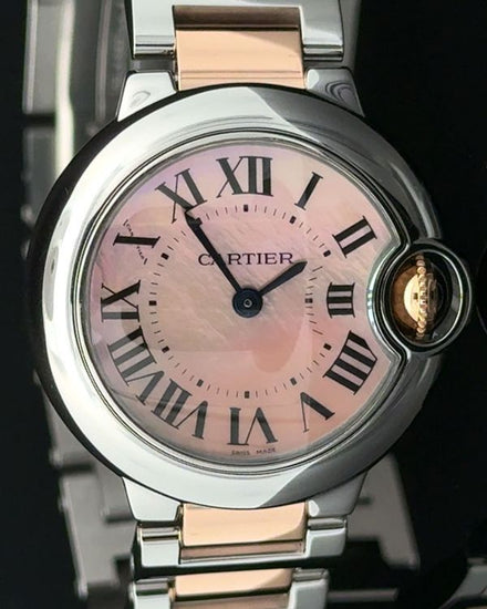 Cartier Ballon Bleu 28MM Quartz Mother of Pearl Dial Two-Tone Bracelet (W6920034)