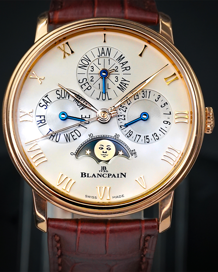 2021 Blancpain Villeret Quantieme Perpetual 40MM Silver Dial Leather Strap (6656-3642-55b)
