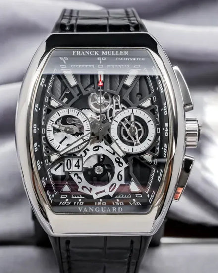 Franck Muller Vanguard Grande Date 44MM Skeleton Dial Leather Strap (V 45 CC GD SQT AC NR)