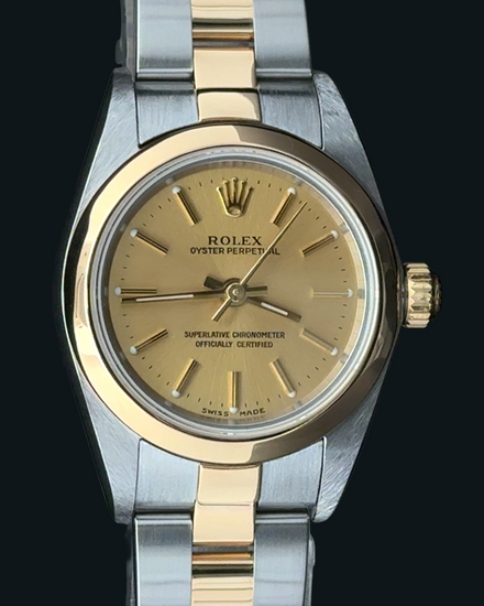 2004 Rolex Oyster Perpetual Lady 24MM Champagne Dial Two-Tone Oyster Bracelet (76183)