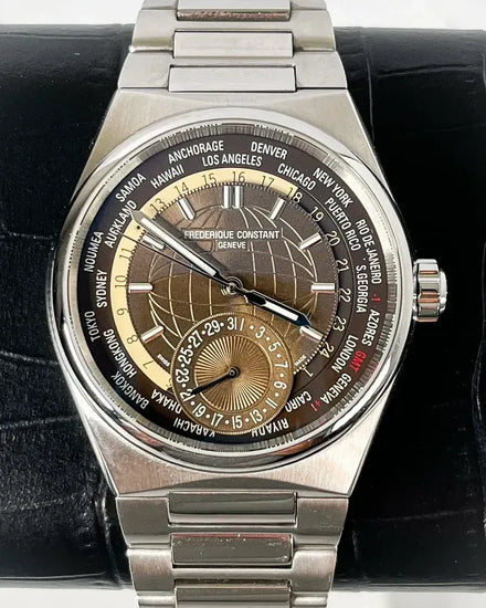 2023 Frederique Constant Worldtimer Highlife Manufacture 41MM Brown Dial Steel Bracelet (FC-718C4NH6)