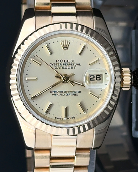 2004 (Y Serial) Rolex Lady-Datejust 26MM Champagne Dial Yellow Gold President Bracelet (179178)