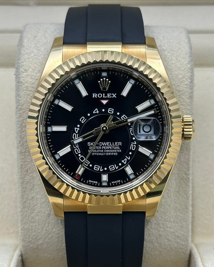2021 Rolex Sky-Dweller 42MM Black Dial Oysterflex Strap (326238)