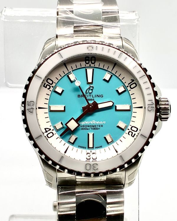 2026 Breitling Superocean 36MM Turquoise Dial Steel Bracelet (A17377)
