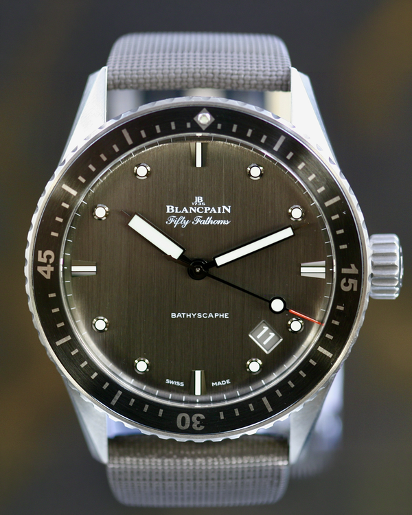 2022 Blancpain Fifty Fathoms Bathyscaphe 43MM Anthracite Dial Textile Strap (5000-1210-G52A)